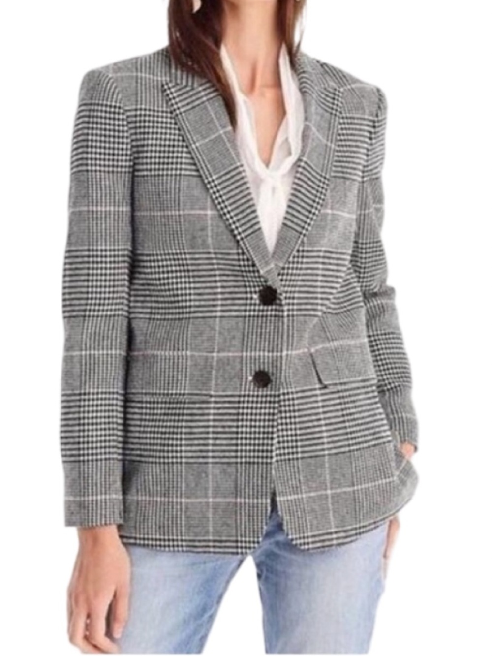 J. Crew Gray Plaid Single-Breasted Women's Blazer